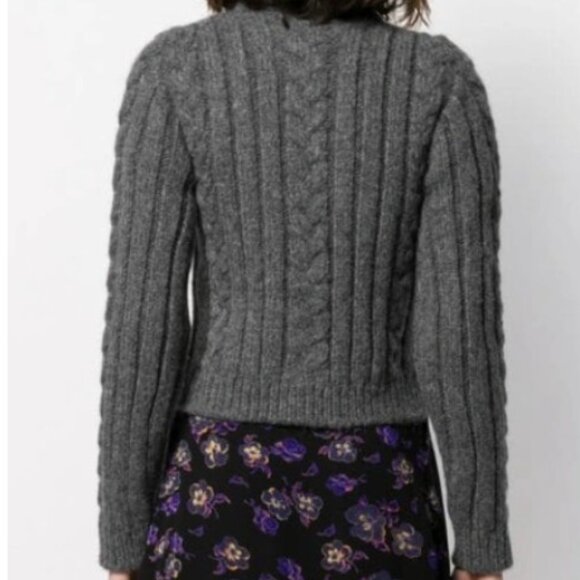GANNI Cable Knit Alpaca-blend Sweater In Grey, S - Picture 7 of 8